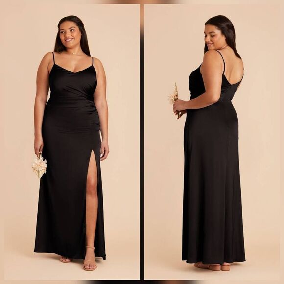 Birdy Grey Dresses & Skirts - Birdy Grey Catherine Satin Leg Slit Ruched Side Bridesmaid Wedding Guest Maxi Dr